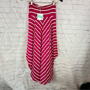 NWT Umgee boutique knit high low stripes skirt deep hot pink barbiecore beach